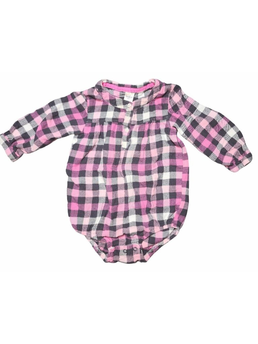 Baby Girls OshKosh B'gosh Plaid Flannel Bodysuit Shirt 18 Months 100% Cotton